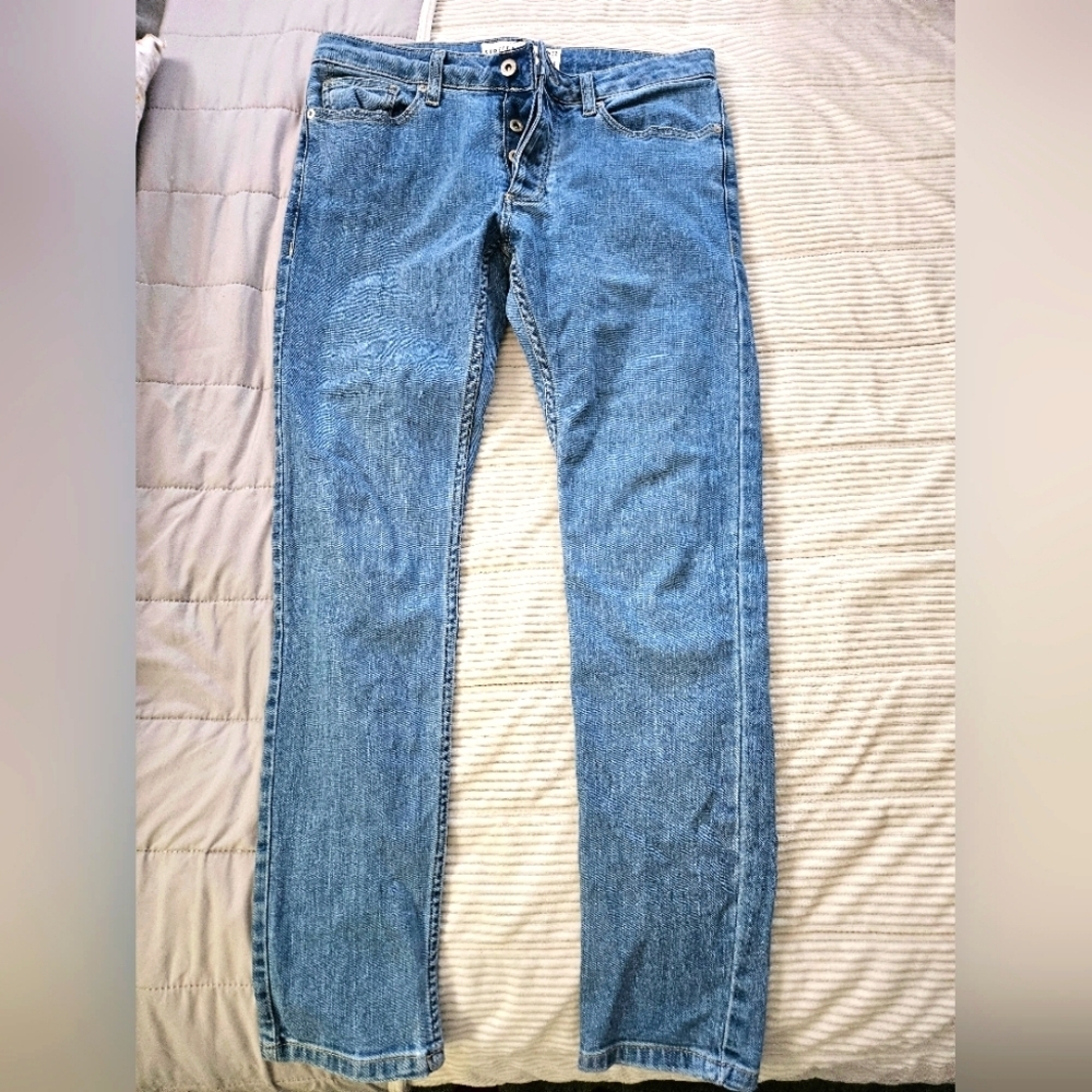 TOPMAN Classic Stretch Skinny Blue Denim Jeans. Size 10